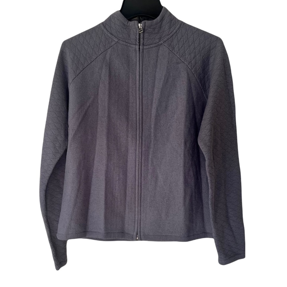 Woolrich Sweater Jacket 100% Wool Soft Plum Knit Long Sleeves Full Zip EUC M